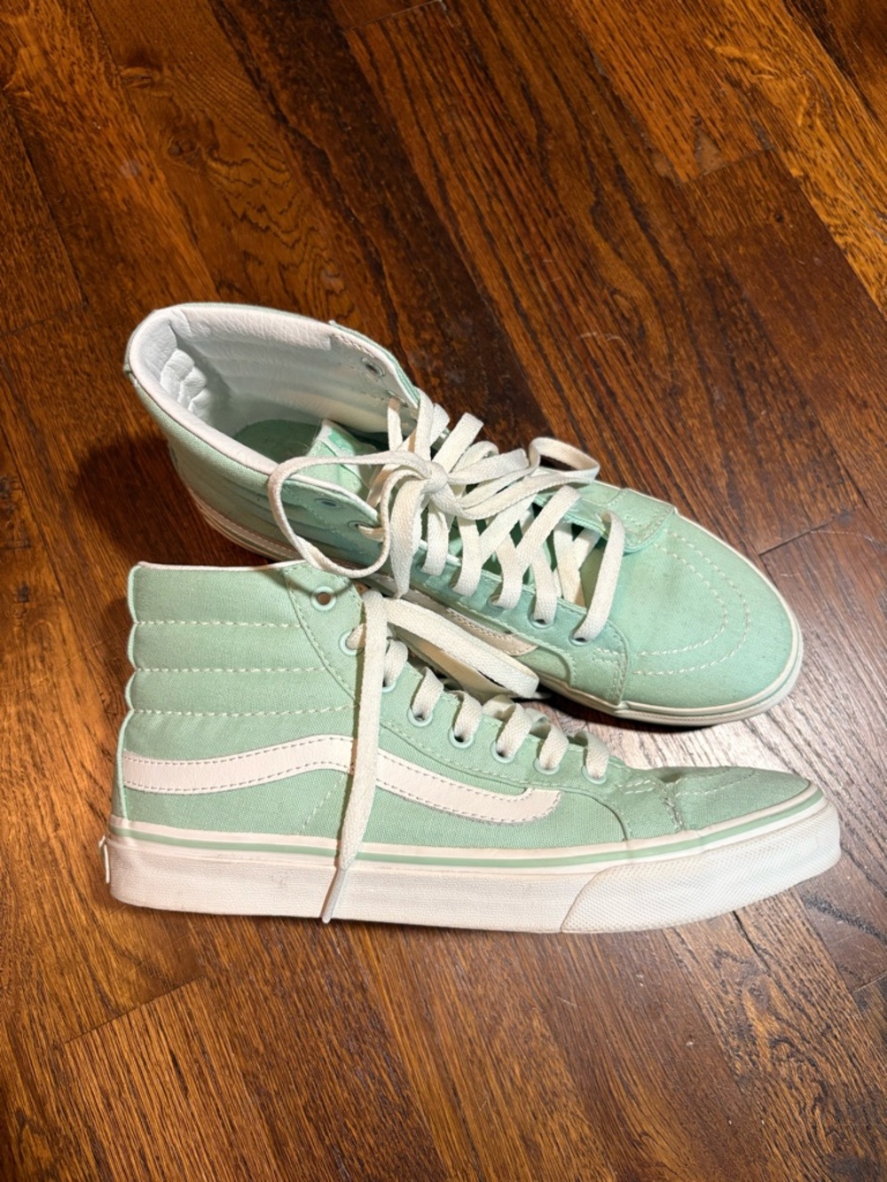Vans Mint Green High-Top Sk8-Hi Sneakers with White Stripe